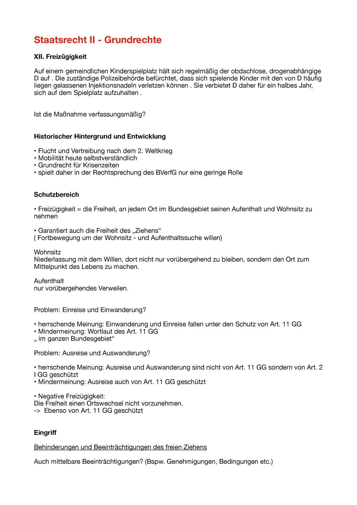 Staatsrecht II - Grundrecht - 21 - Staatsrecht II - Grundrechte XII ...