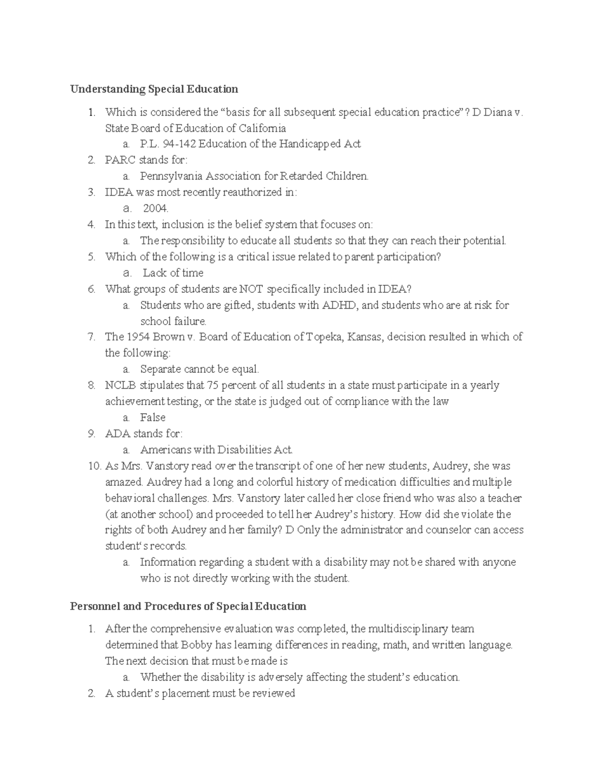 understanding special education paper assignment