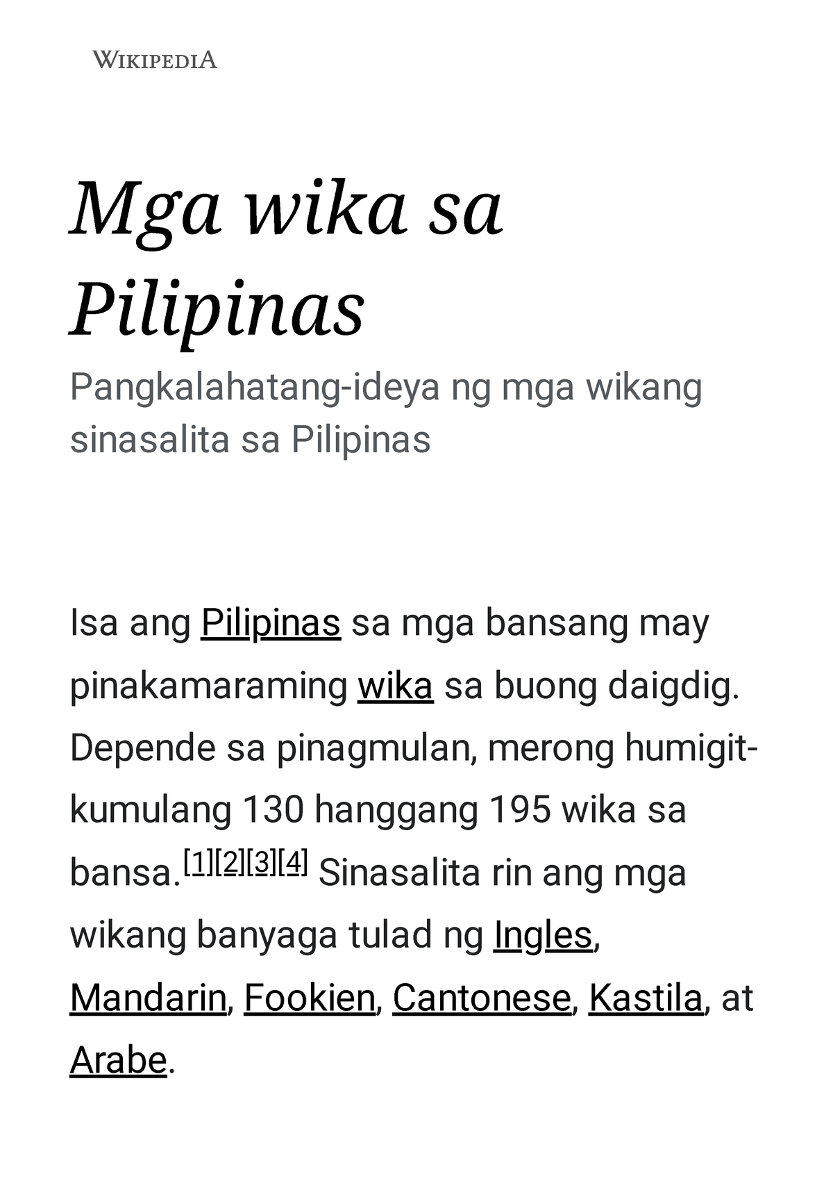 Kasaysayan Ng Linggwistika Sa Pilipinas Mga Wika Sa Pilipinas Pangkalahatang Ideya Ng Mga 