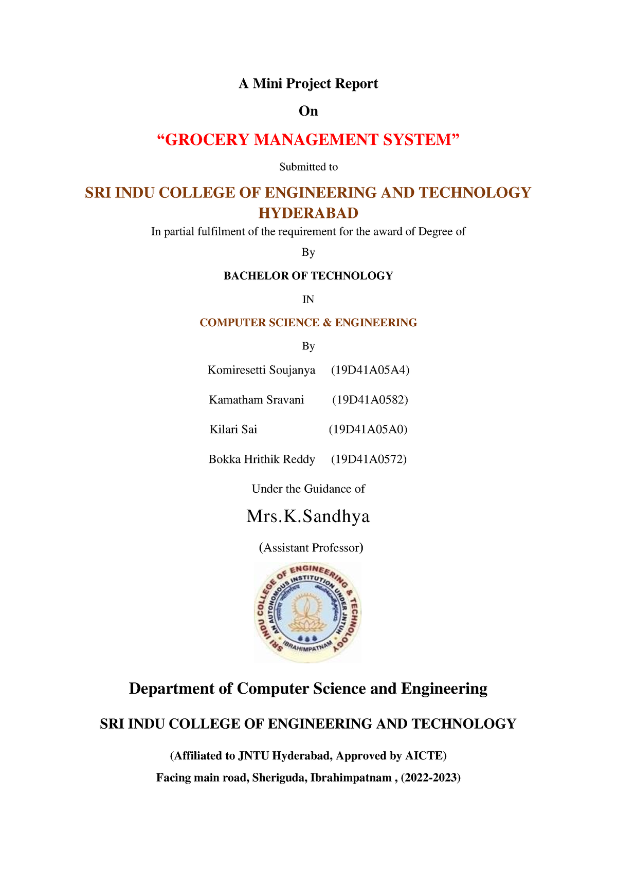 Grocery Management System - A Mini Project Report On “GROCERY ...