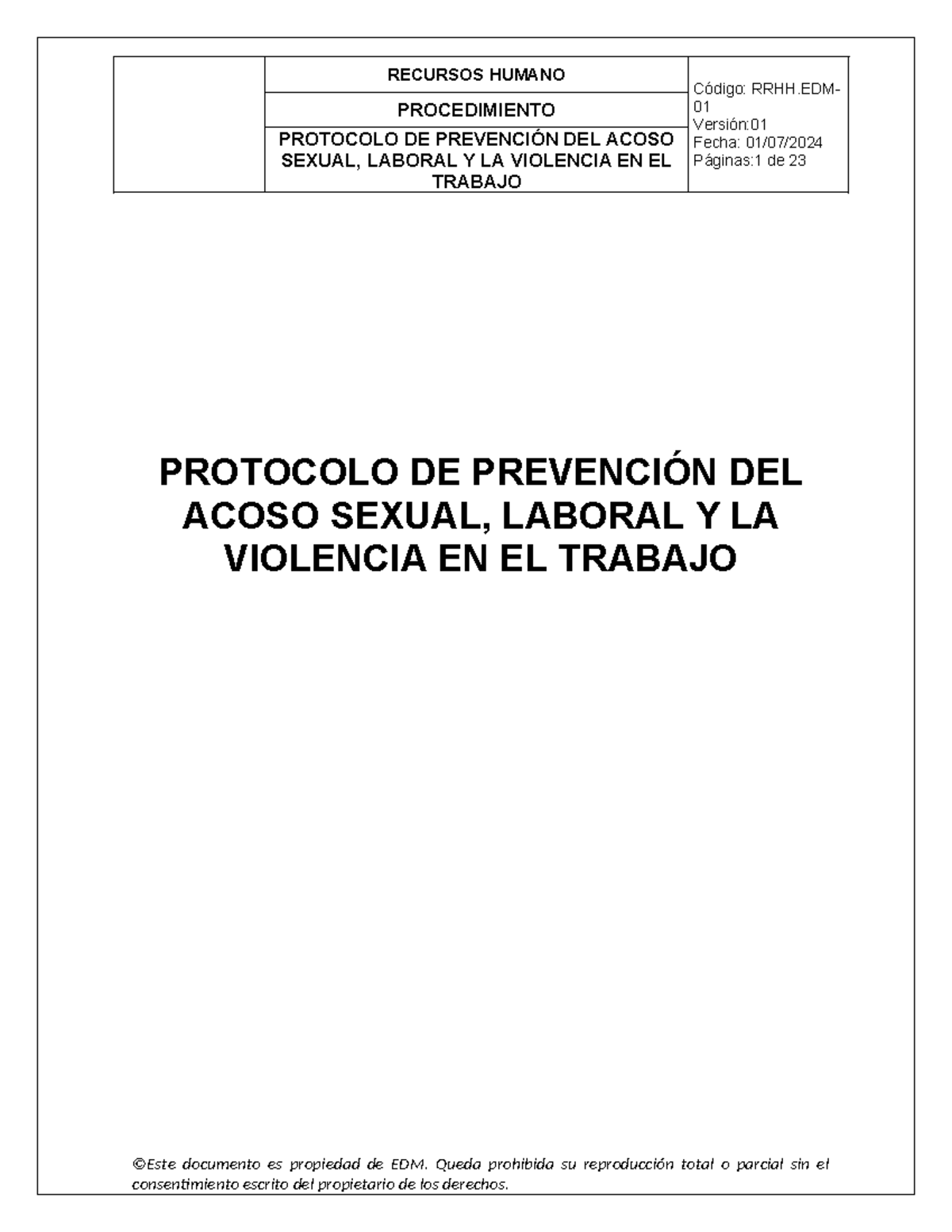 Protocolo DE Prevención DEL Acoso Sexual Laboral Y LA Violencia EN EL ...