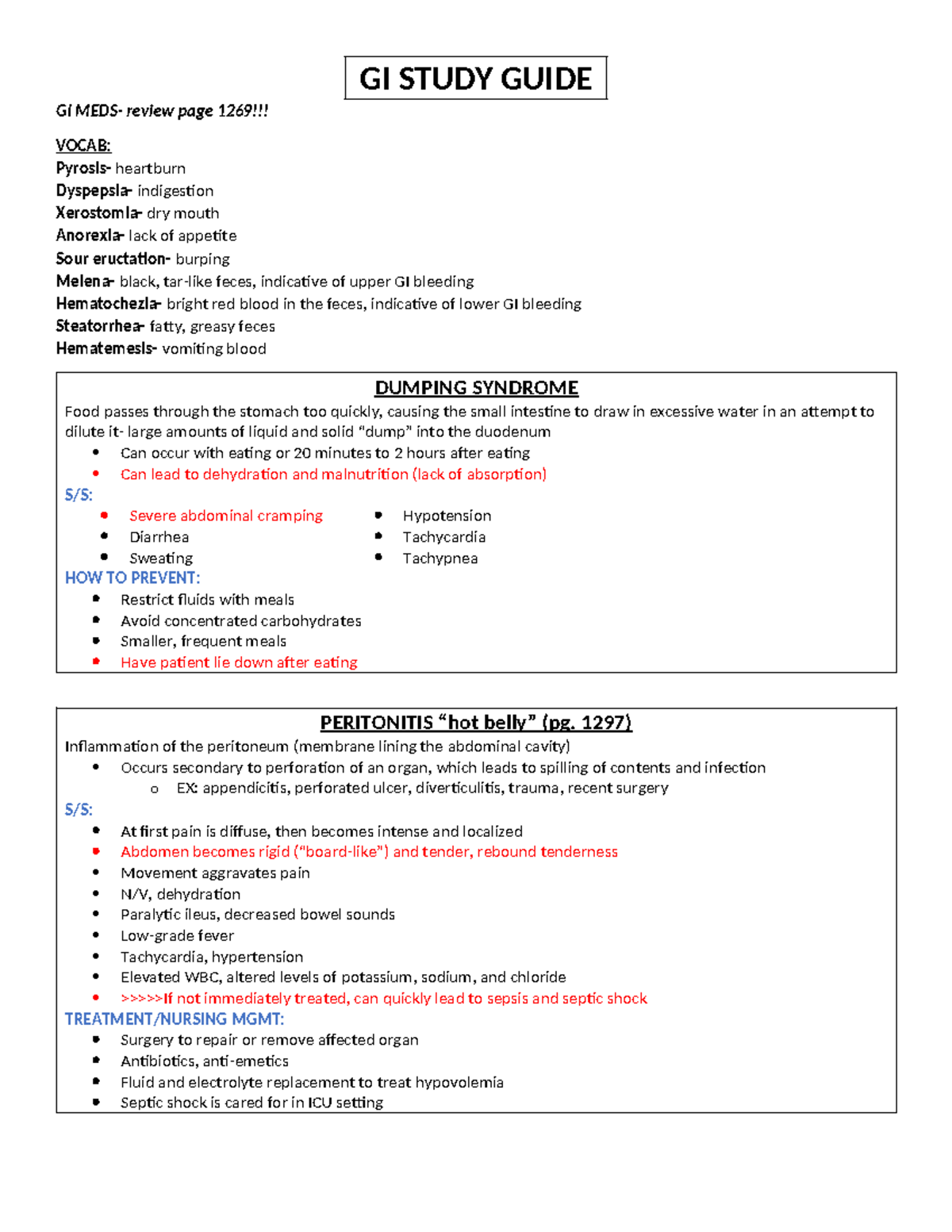 GI Study Guide - GI STUDY GUIDE GI MEDS- review page 1269!!! VOCAB ...