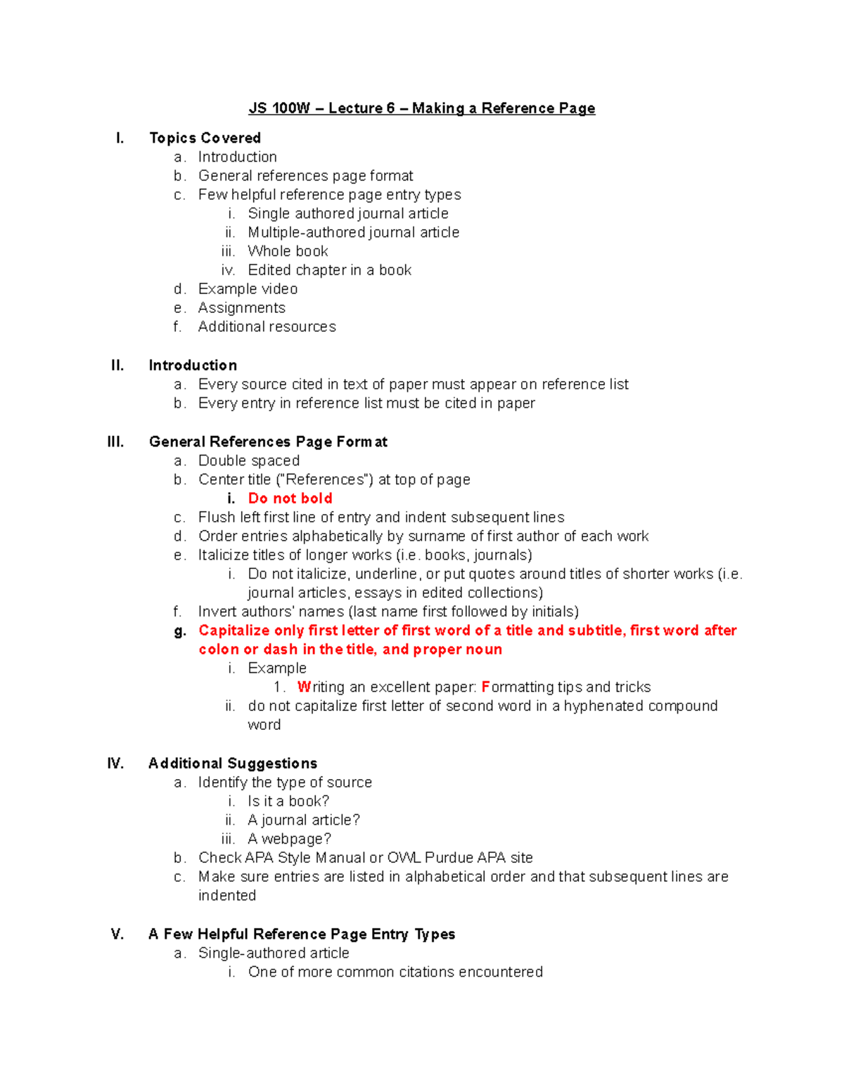 JS 100W - Lecture 6 - Making a Reference Page - JS 100W – Lecture 6 ...