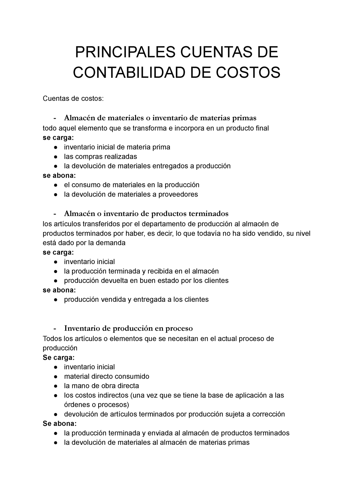 Principales Cuentas De Contabilidad De Costos Principales Cuentas De Contabilidad De Costos 5666