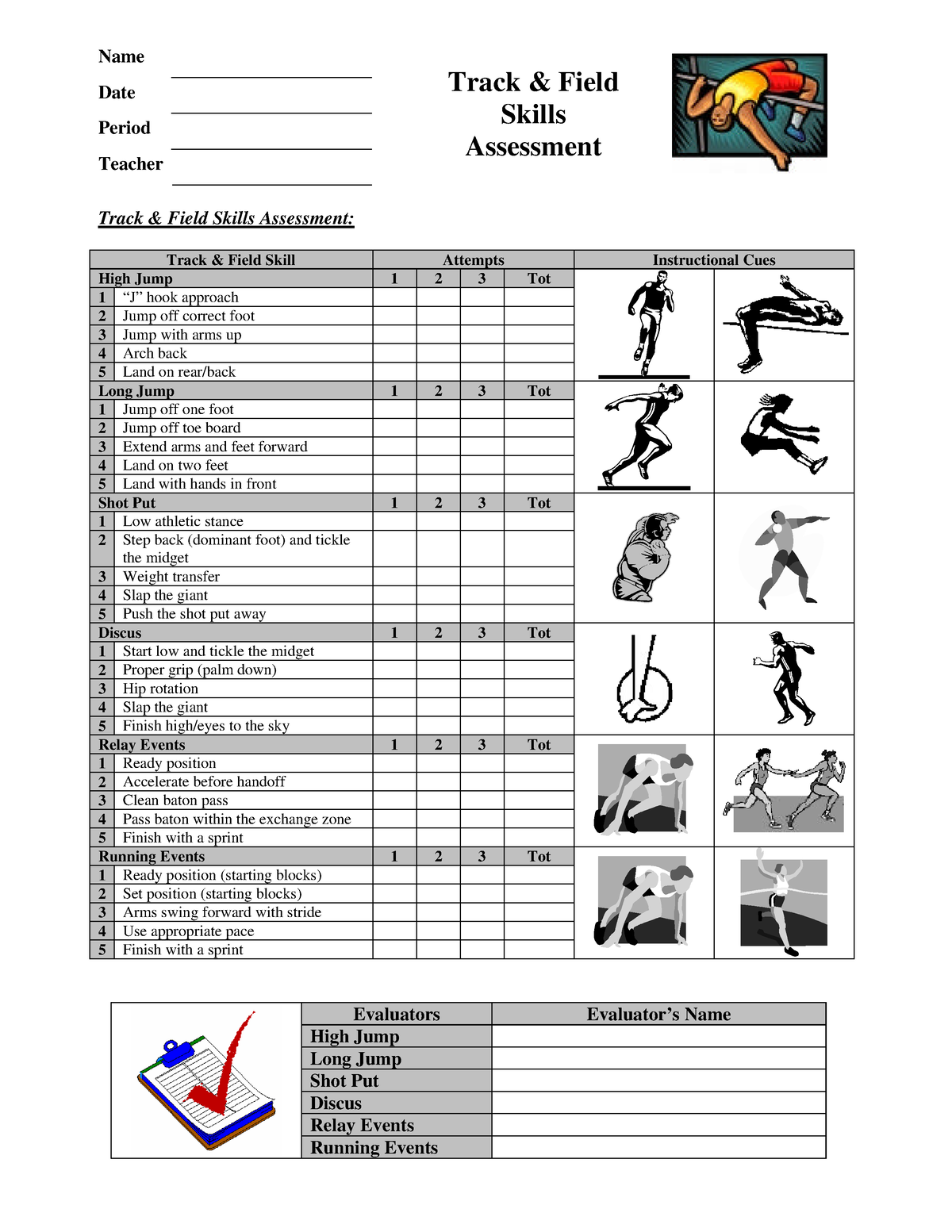 Track field rubric Assessment Name Date Period Teacher Track & Field