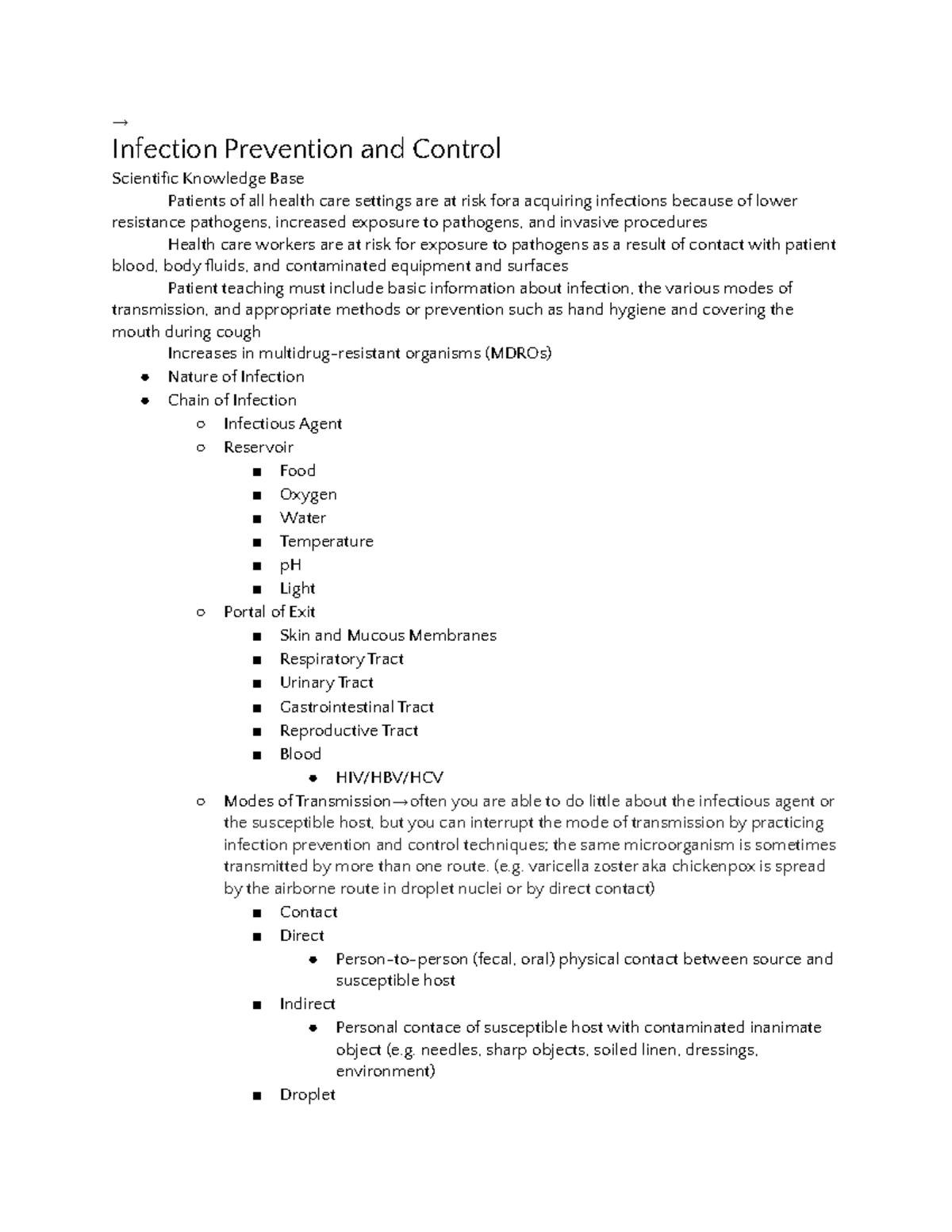 fundamentals of nursing chapter 28 infection prevention and control