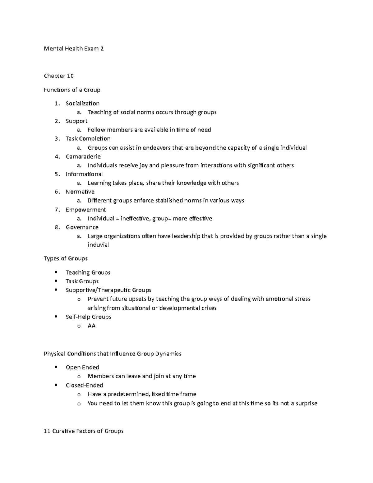 MH EXAM 2 - Exam map - Mental Health Exam 2 Chapter 10 Functions of a ...
