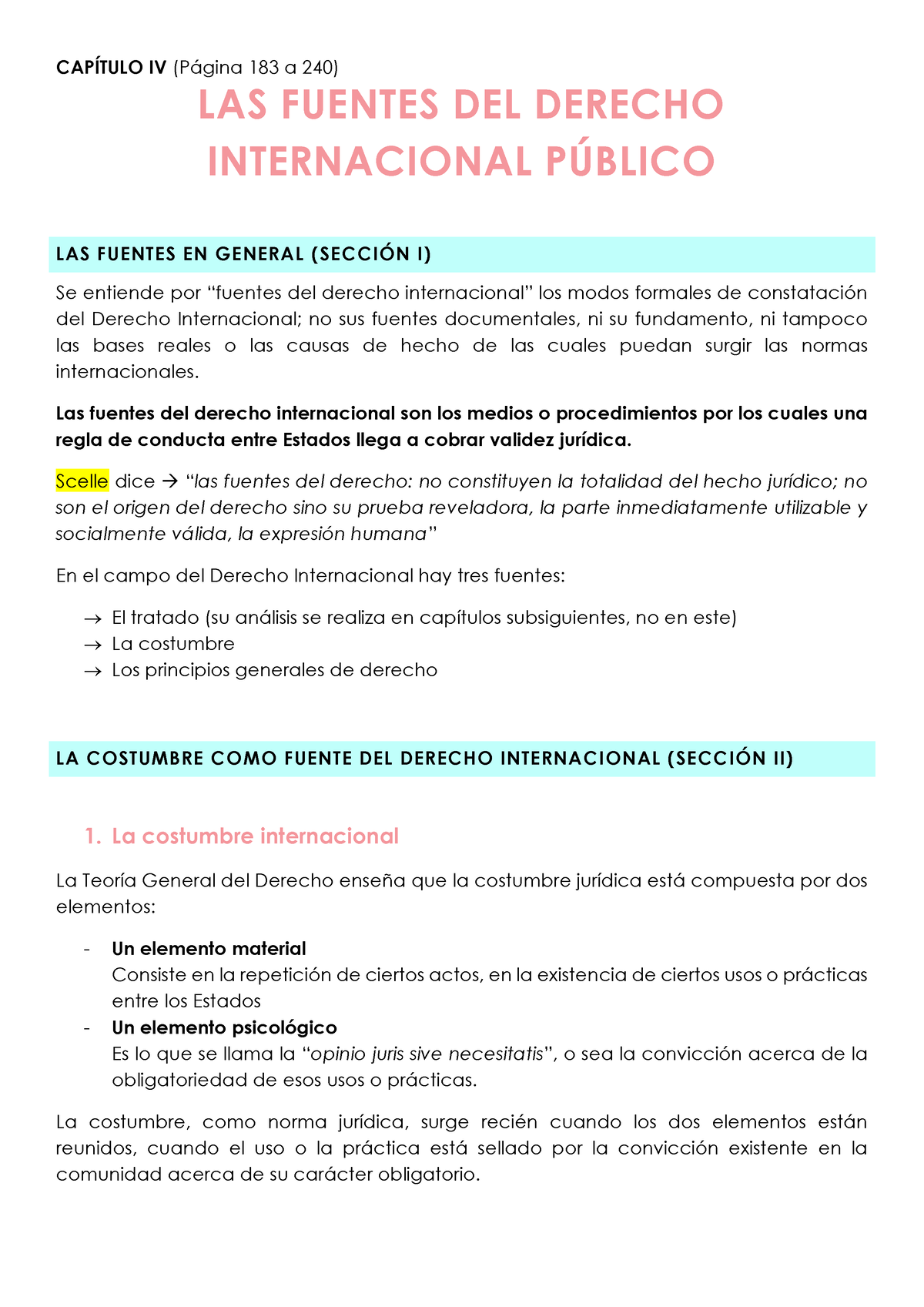 Fuentes Capitulo 4 - LAS FUENTES DEL DERECHO INTERNACIONAL P⁄BLICO LAS ...