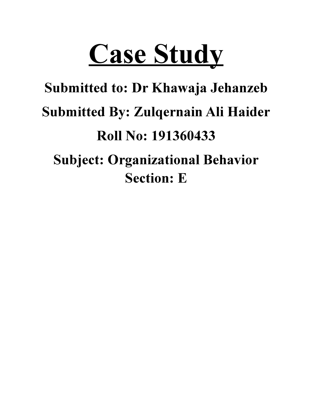organizational behavior case study questions and answers