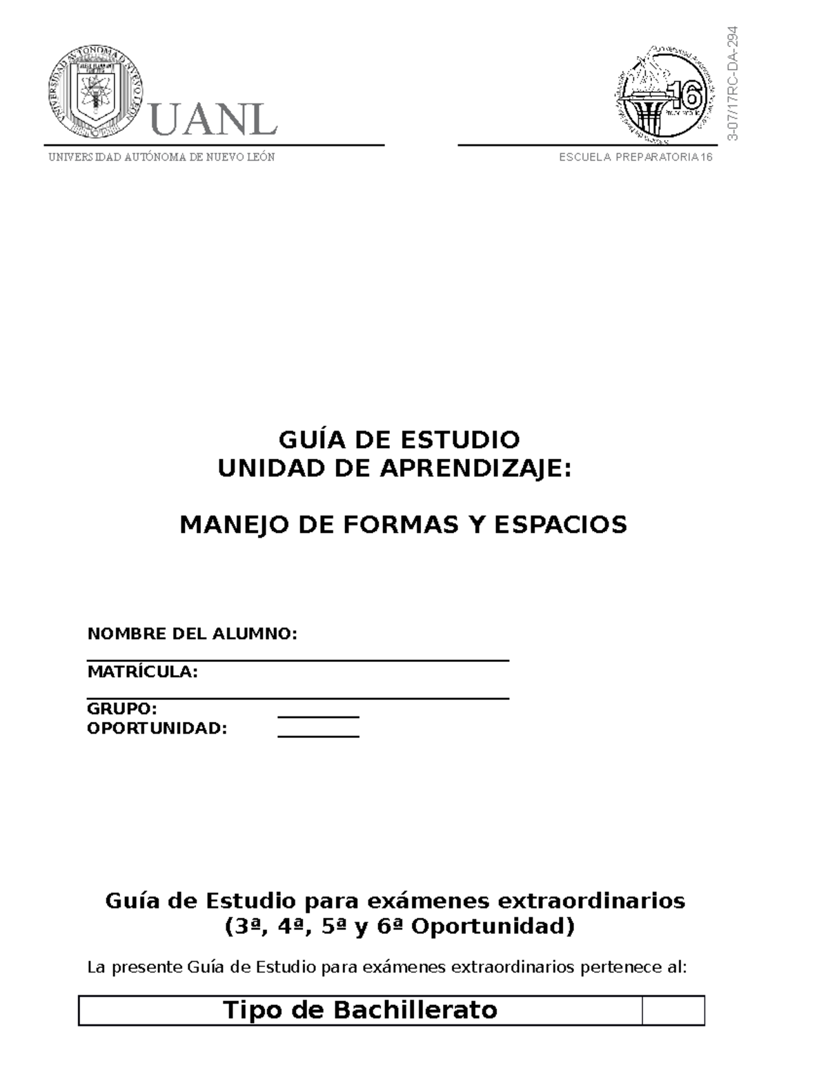 Gu A De Estudio Manejo De Formas Y Espacios Gu A De Estudio Unidad De Aprendizaje Manejo De