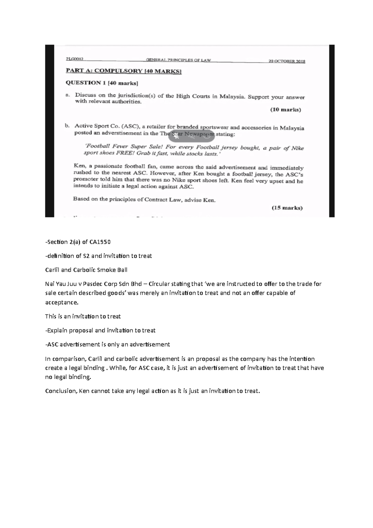 ASC Invitation to treat Section 2(a) of CA definition of S2 and