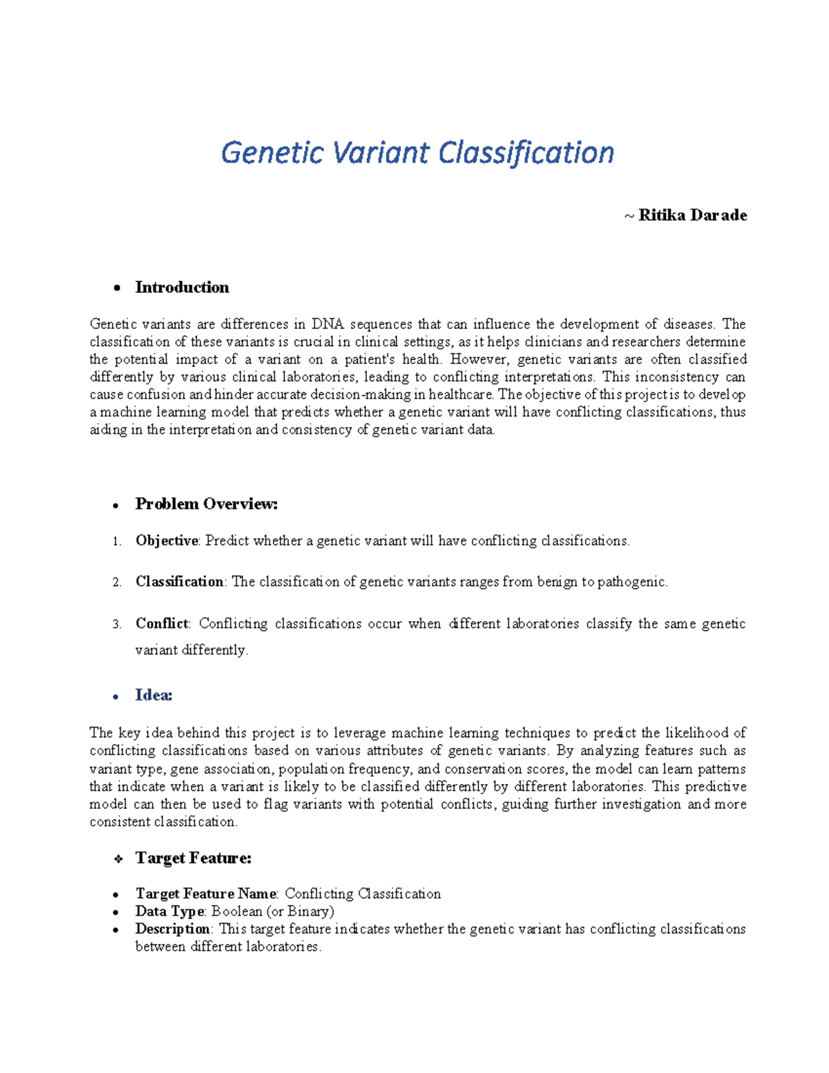Genetic Variant Classification - The classification of these variants ...