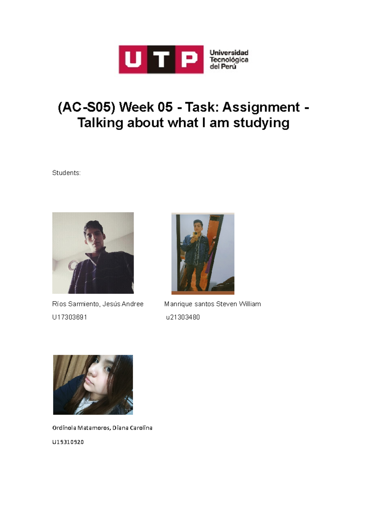 week 05 task assignment talking about what i am studying