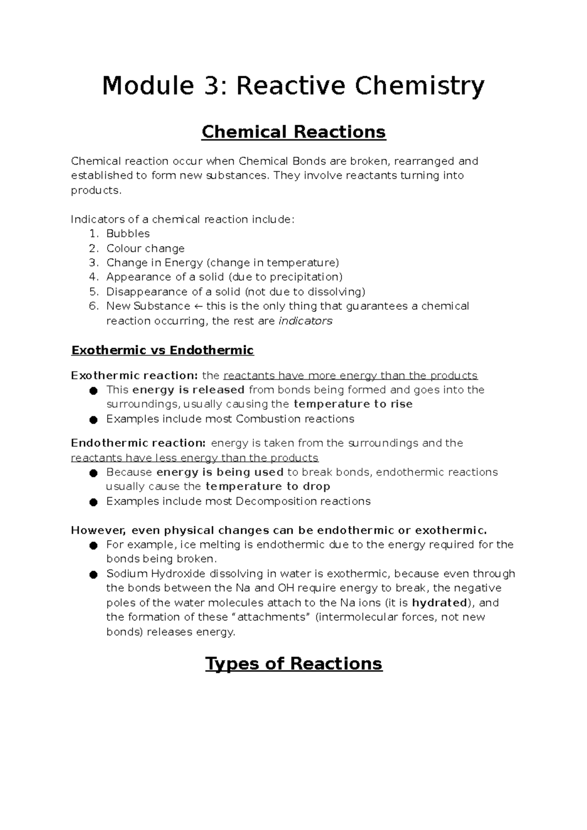 Yr 11 Chemistry Notes - 2020 (Part3) - Module 3: Reactive Chemistry ...