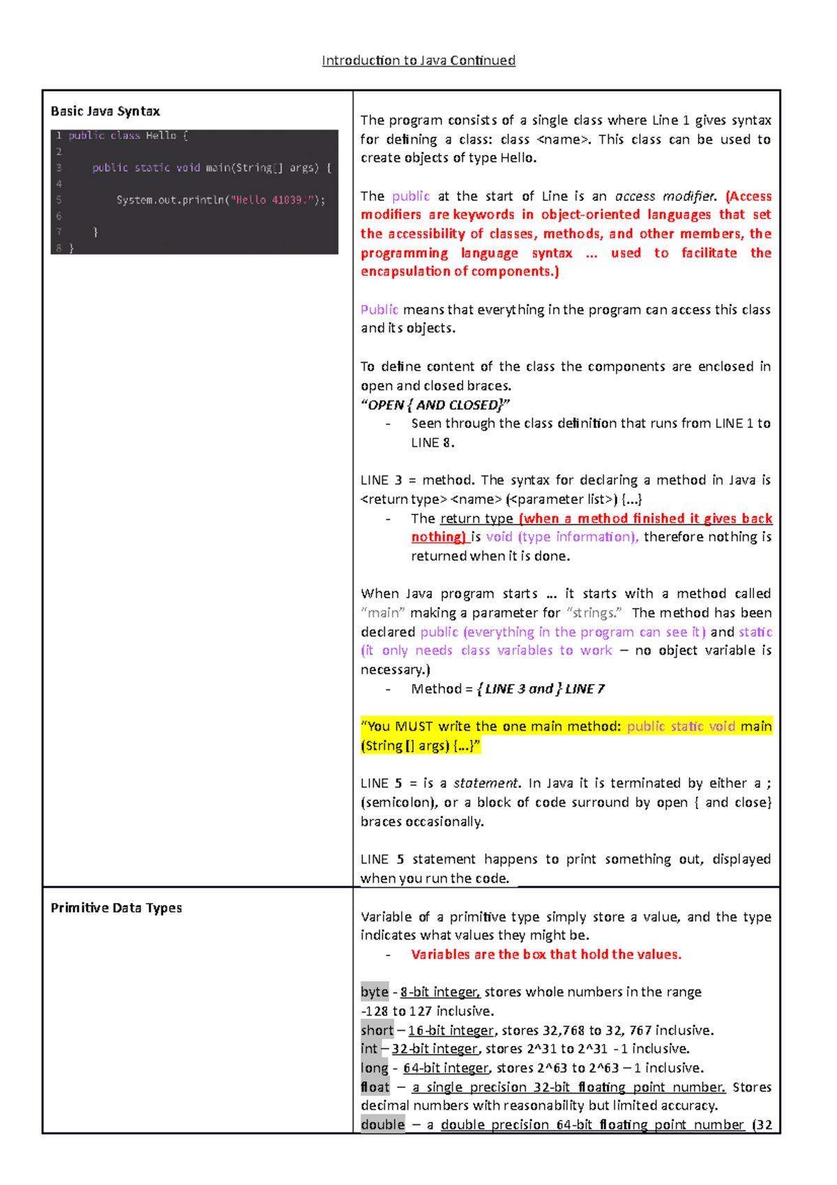 Introduction to Java Continued - This class can be used to create ...