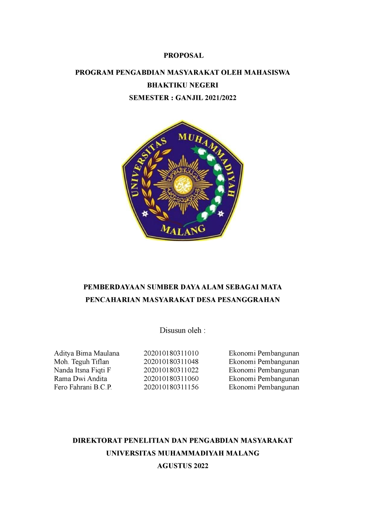 Proposal Pmm Pesanggrahan 2023 Proposal Program Pengabdian Masyarakat