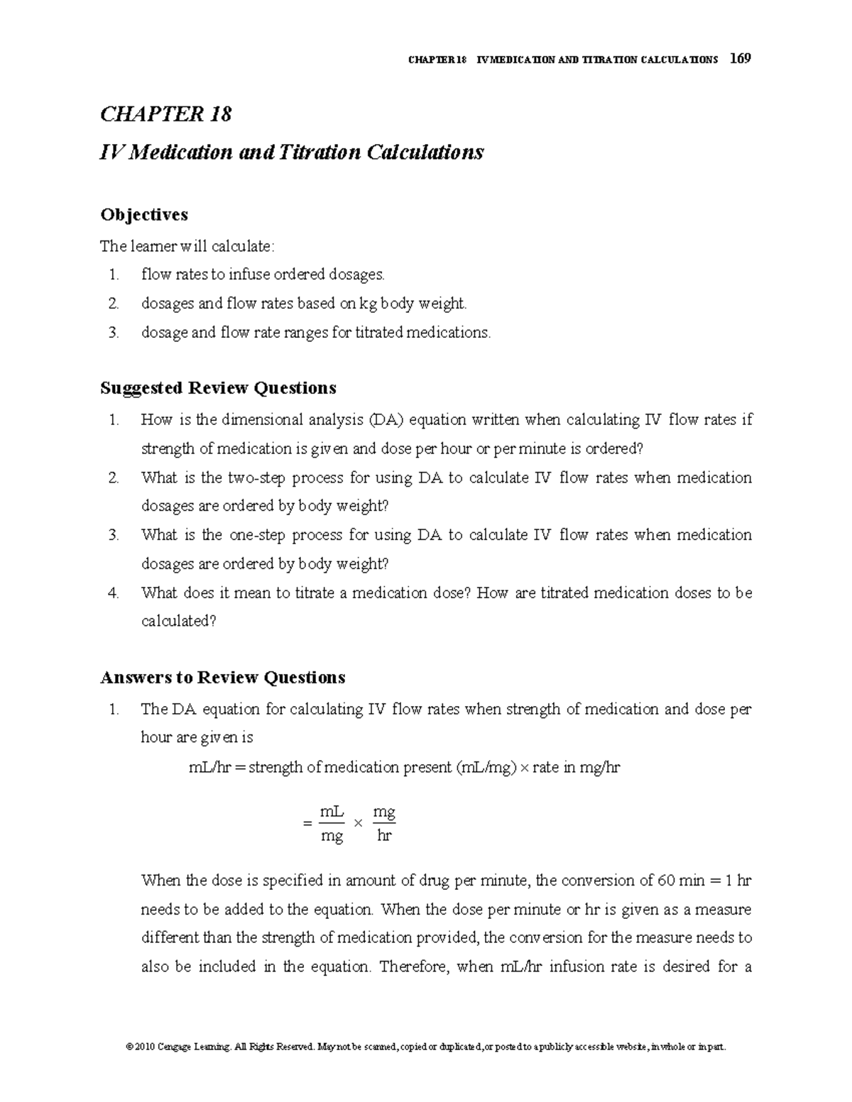 Titration Analysis of the health category CHAPTER 18 IV MEDICATION