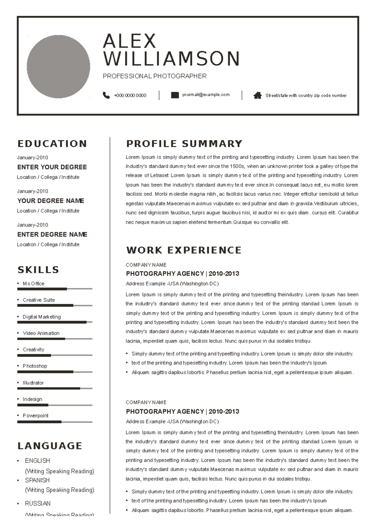 Ccc Resume Template (51) - • English (writing Speaking Reading 