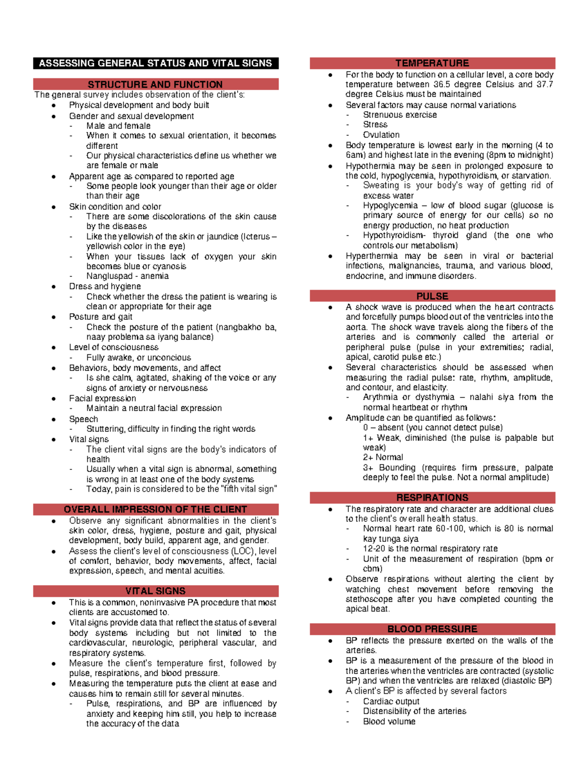 CH4 HA - jbu - ASSESSING GENERAL STATUS AND VITAL SIGNS STRUCTURE AND ...