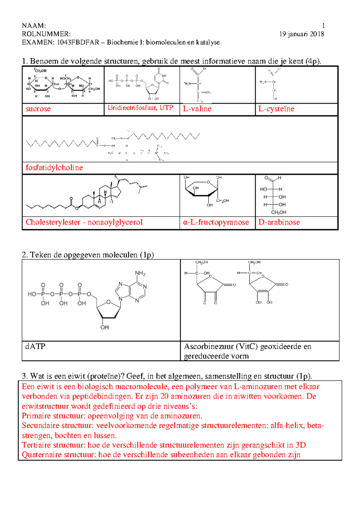 Examen 2017-2018 - Biochemie 1014FBDFAR - StuDocu