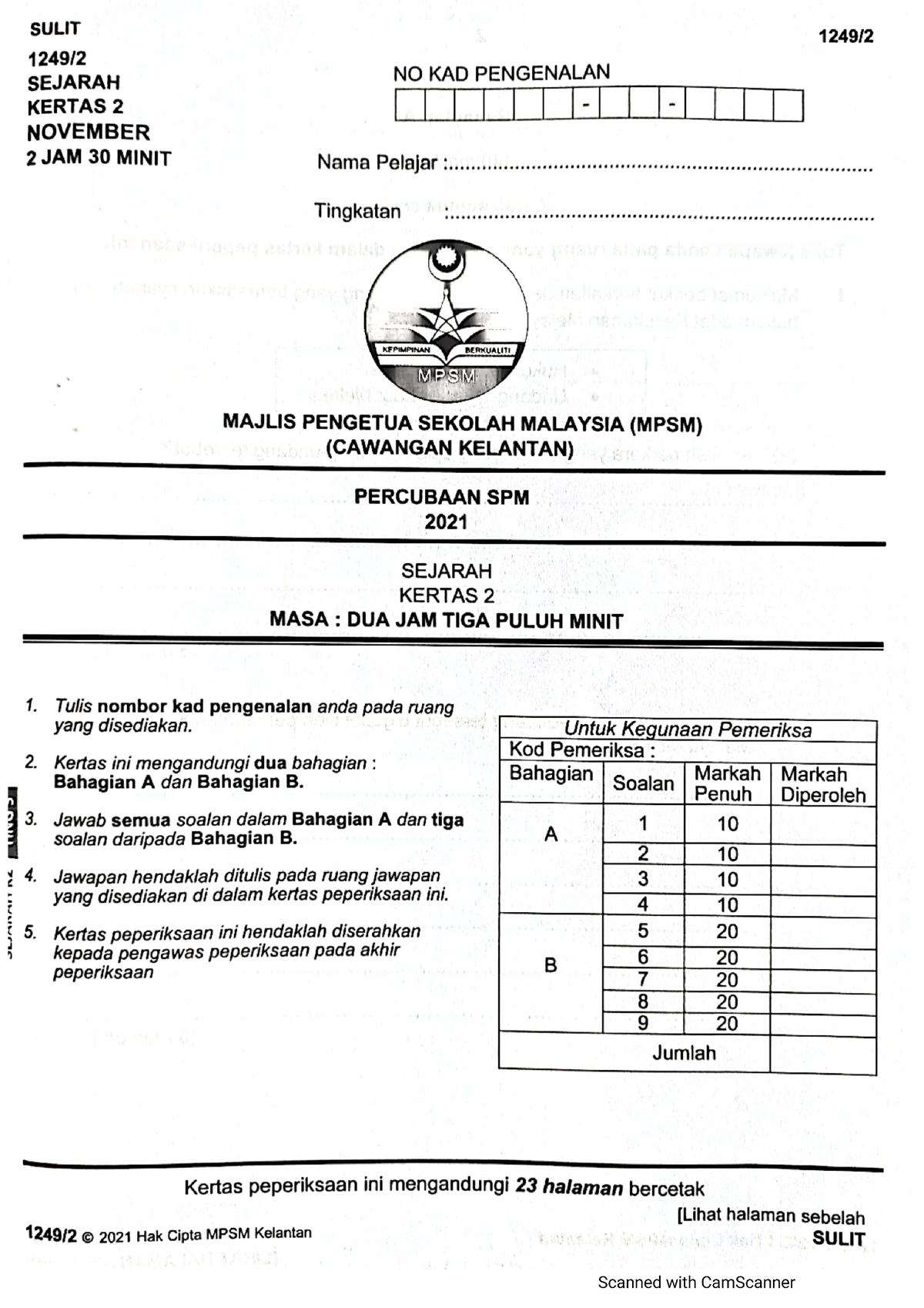 3.2021 Trial Kelantan K2 Soalan  Biologi  Studocu