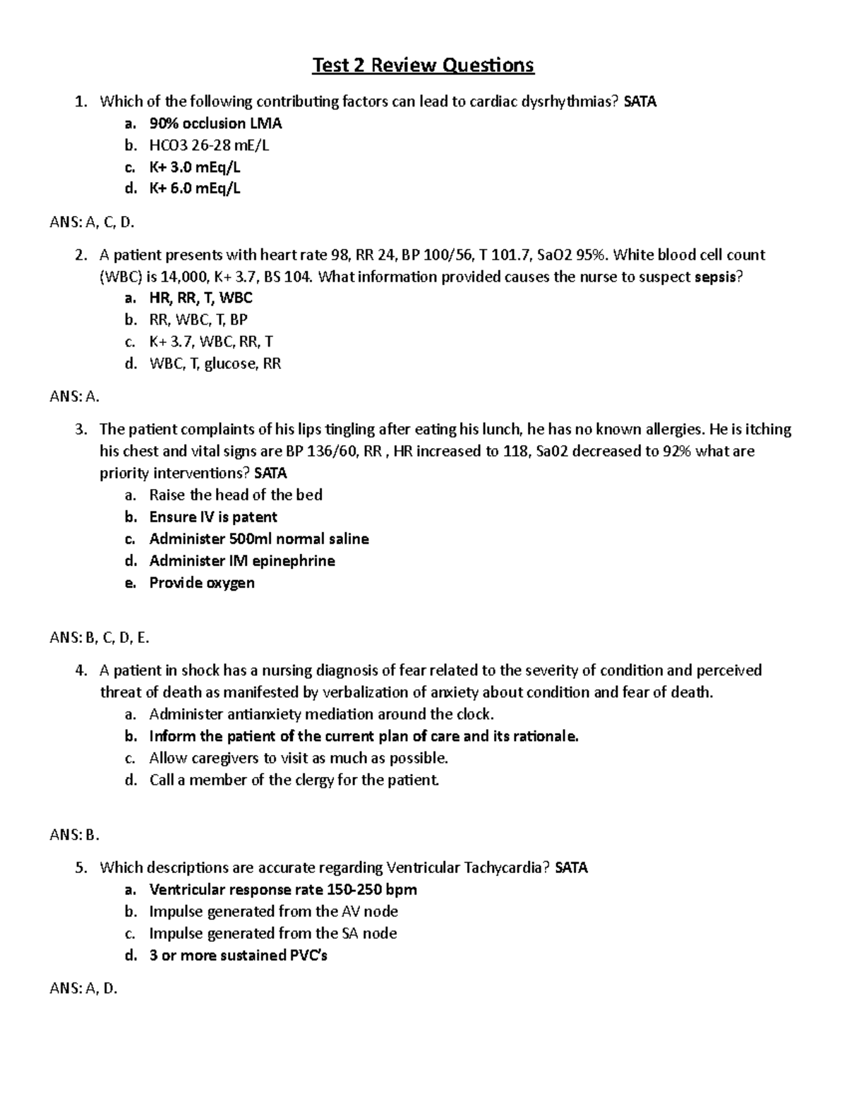 215 test 2 review questions[ 65] - Test 2 Review Questions Which of the ...