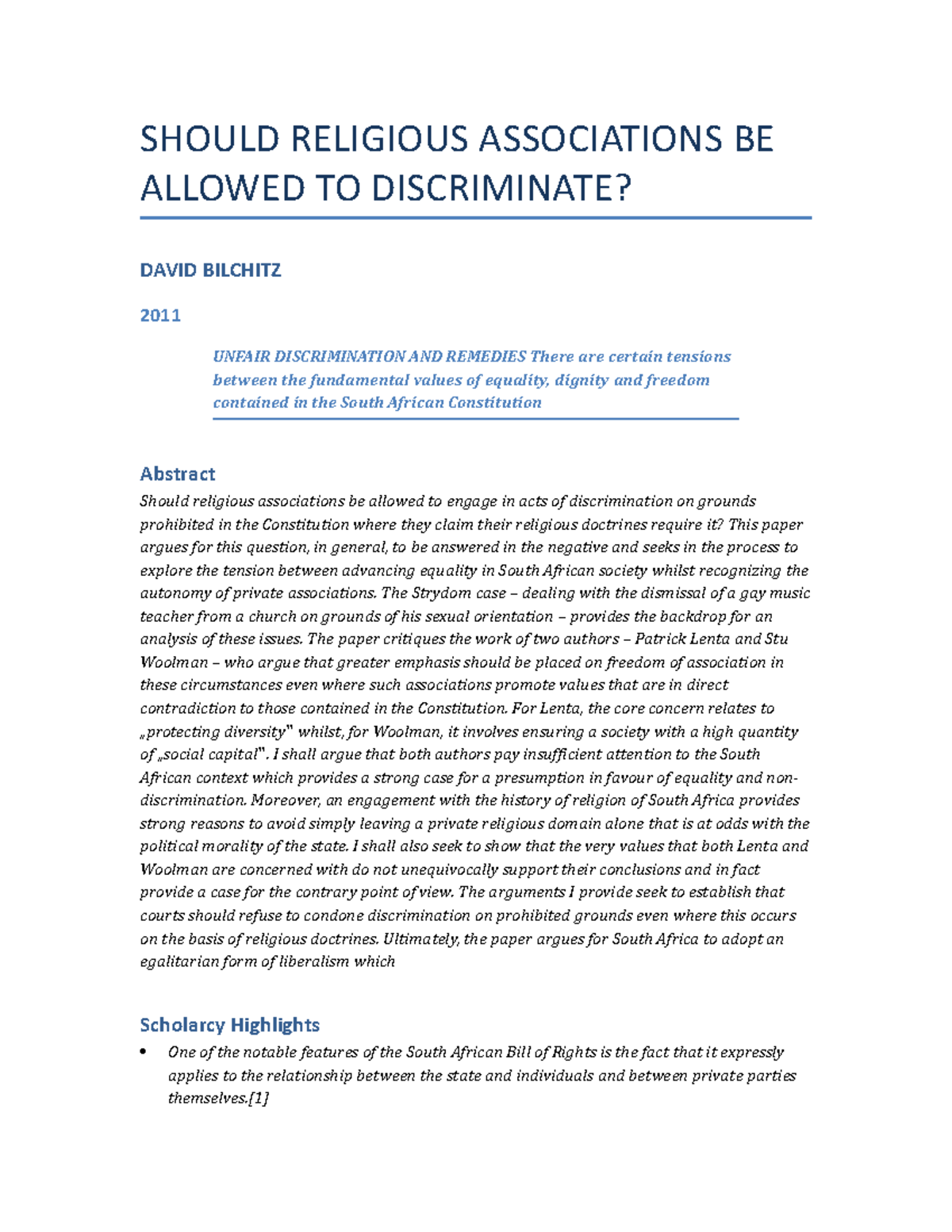 Should Religious Associations BE Allowed TO Discriminate - SHOULD ...