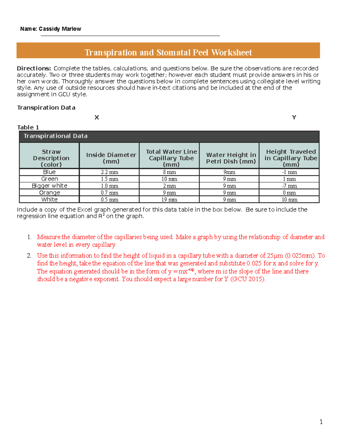 BIO182L Lab 5 Wksht - BIO-182L - GCU - Studocu