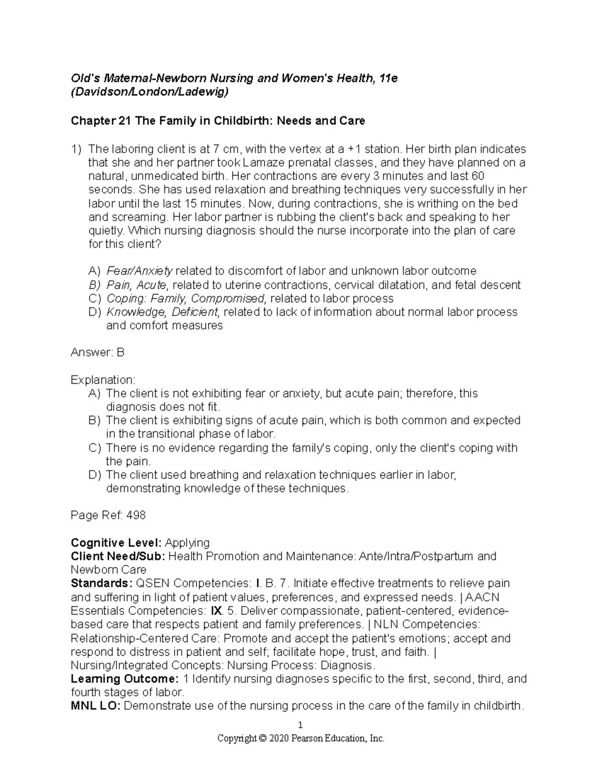 0135206995 Ch21 Tb - Practice Questions With Rationales - Old's ...