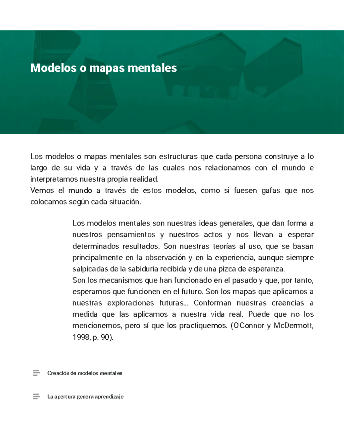 Apunte Parcial 1 - Lecturas Módulo 1 y 2 - Los modelos o mapas mentales ...