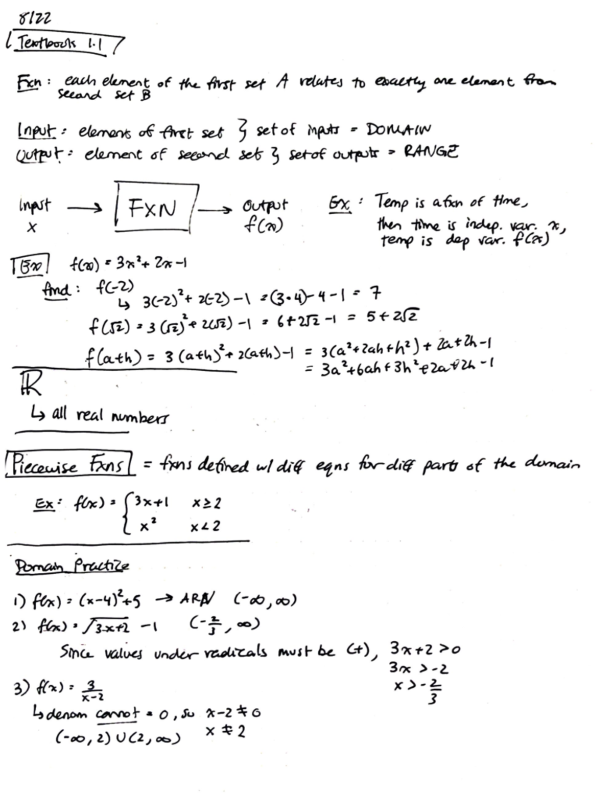 Calc 1.1 Algebra Review 8122 1 Textbook 1. Fixh each element of the