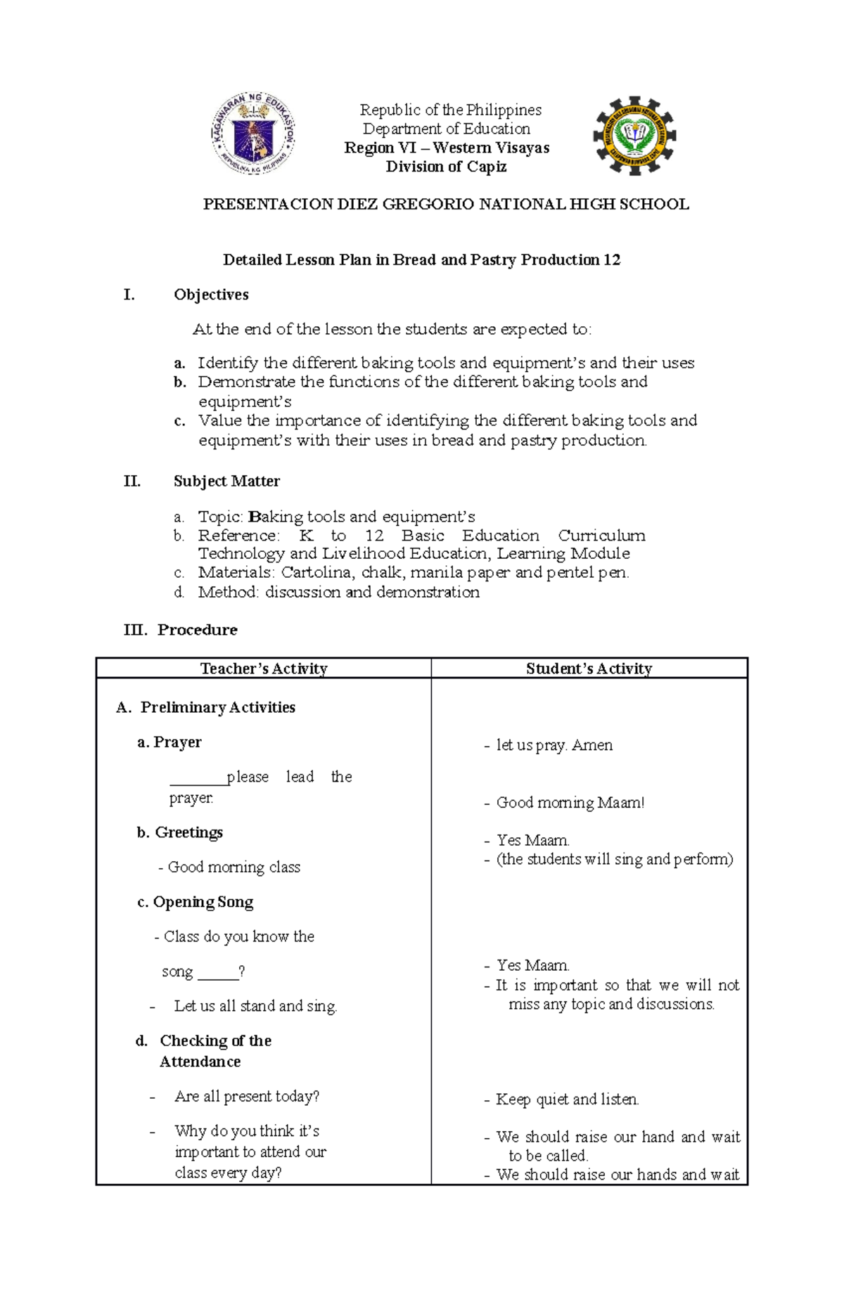 Final Lesson Plan - Republic Of The Philippines Department Of Education ...