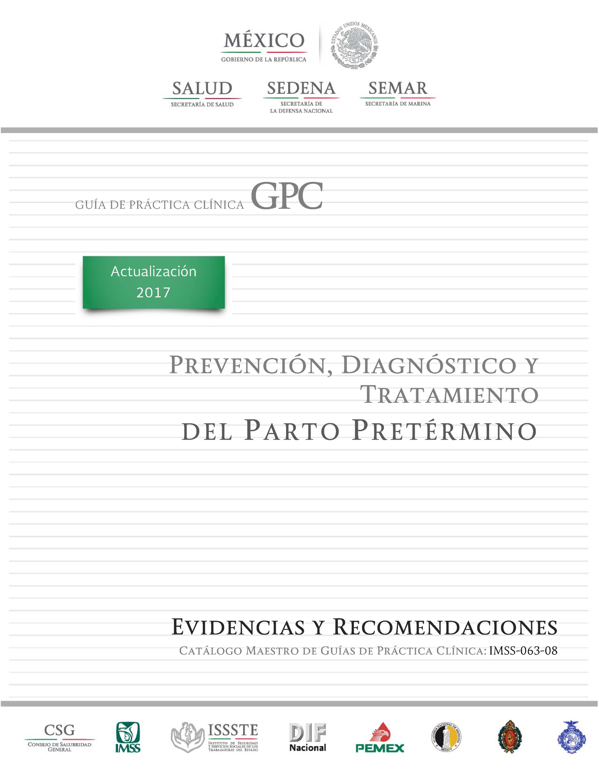 Prevencion Diagnostico Y Tratamiento Del Parto Pretermino - GUÍA DE ...