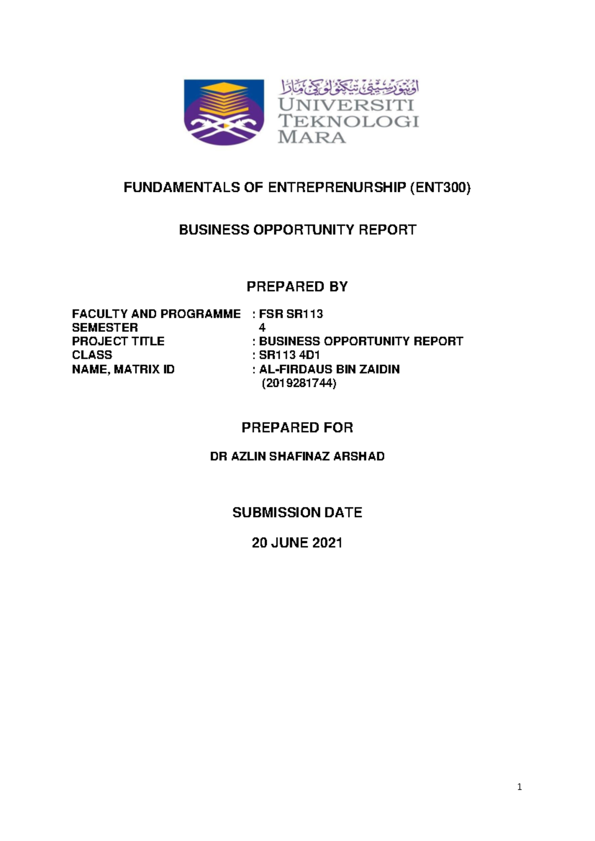 ENT300 2 - this document is classified - FUNDAMENTALS OF ...