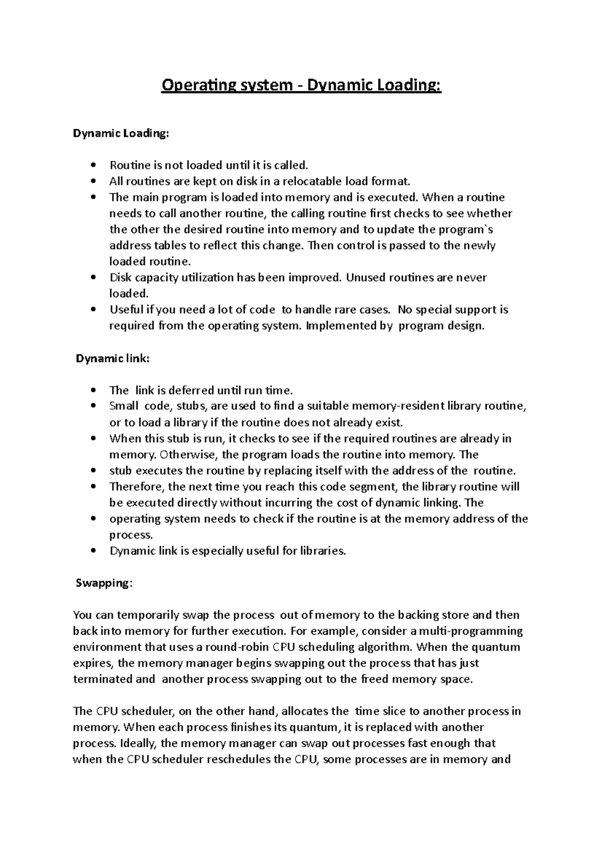 Operating system - Dynamic Loading - Operating system - Dynamic Loading ...