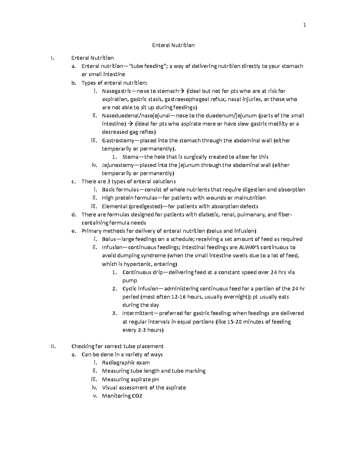 Enteral Nutrition practice material 1 Enteral Nutrition I. Enteral