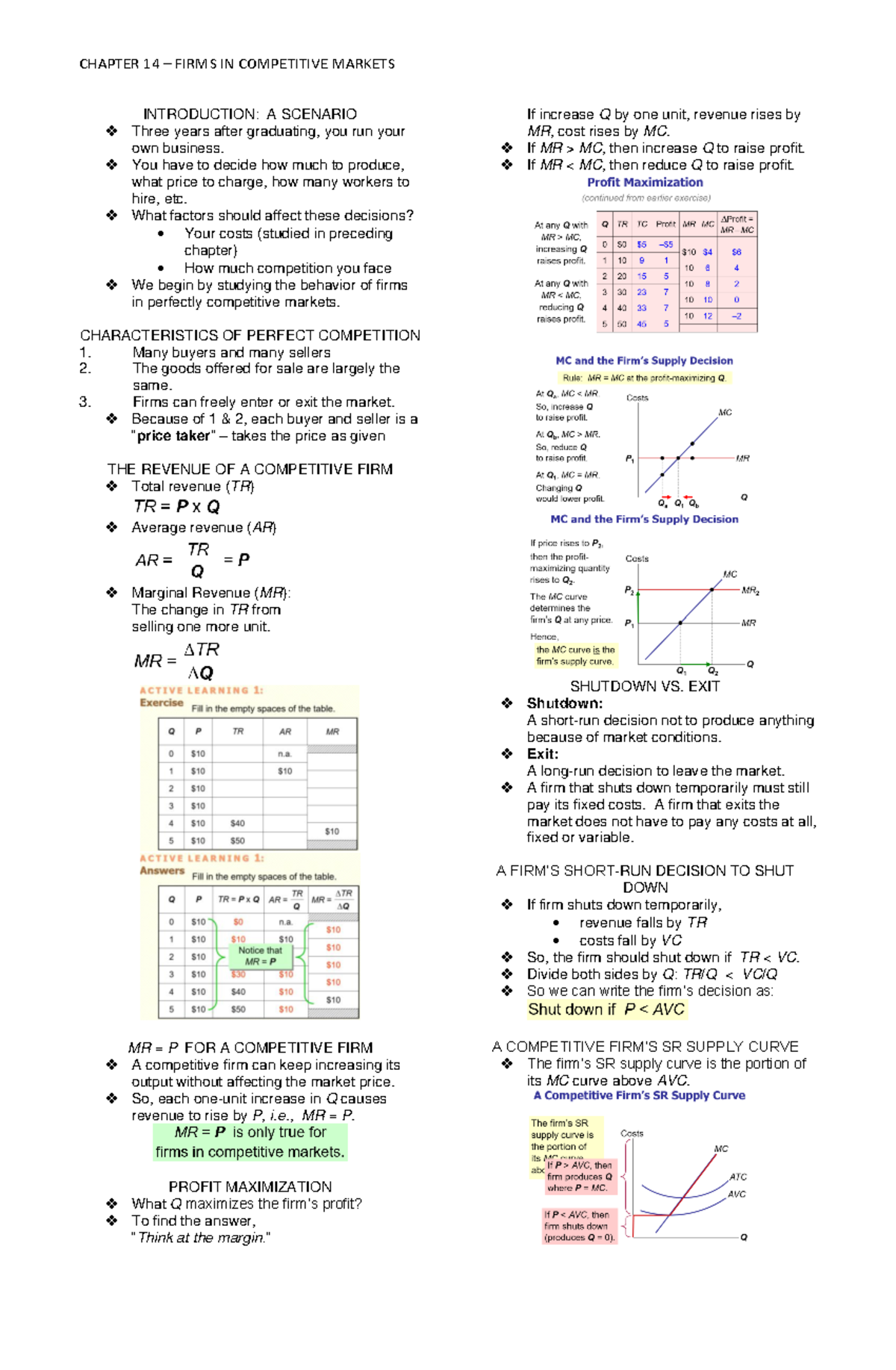 Chapter 14 - Firms In Competitive Markets - CHAPTER 14 – FIRMS IN ...