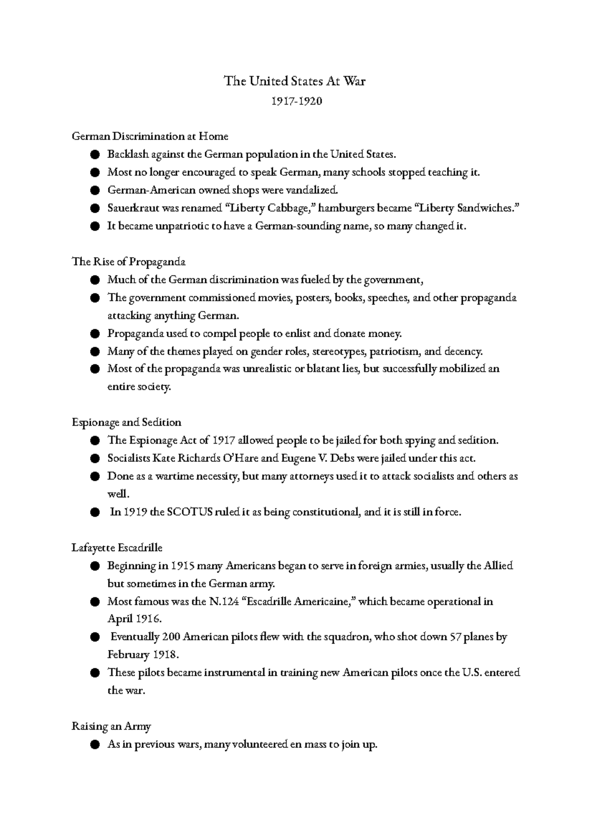 L2 - The United States At War - 1917-1920 - The United States At War ...