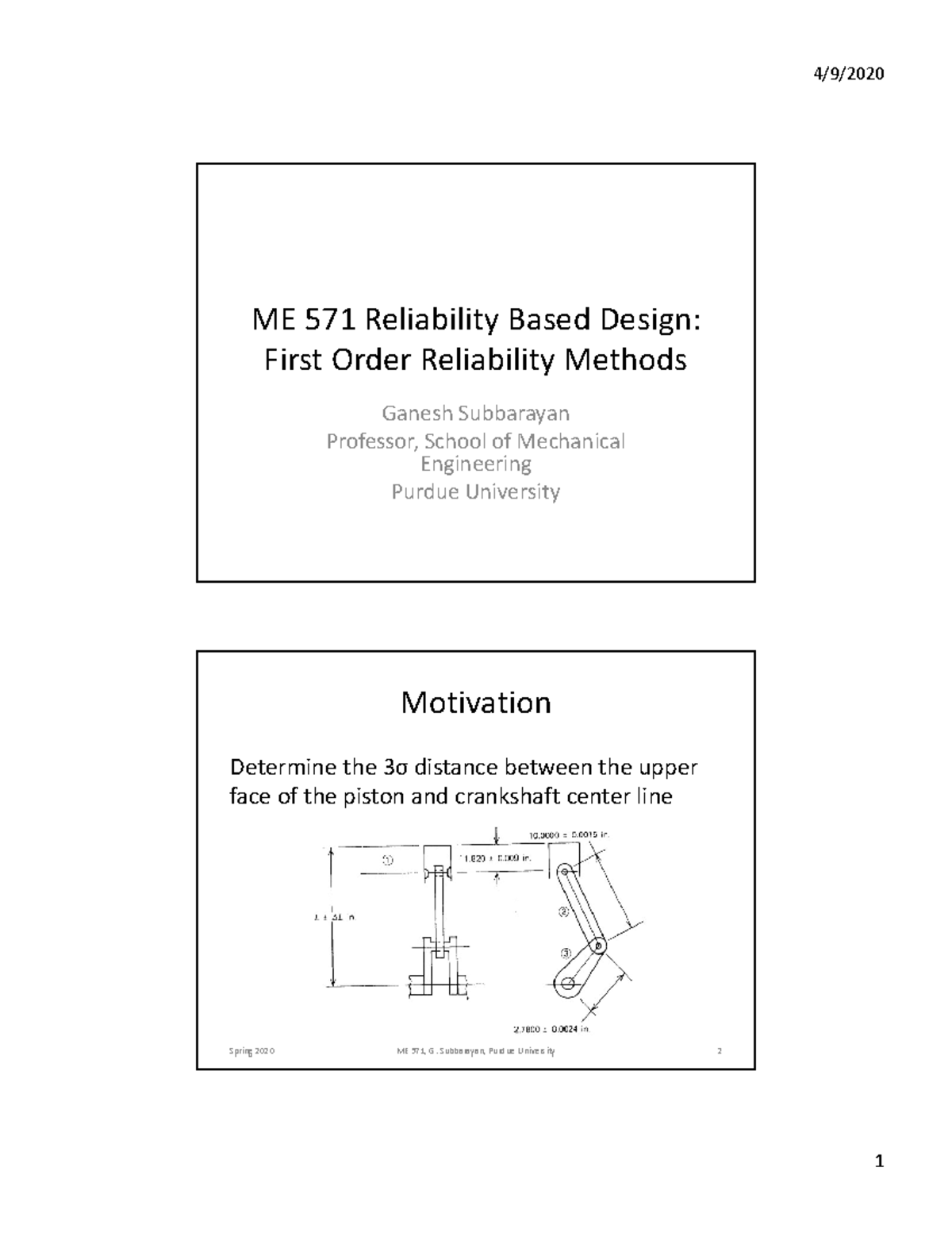 15 first order reliability methods - ME 571 Reliability Based Design ...