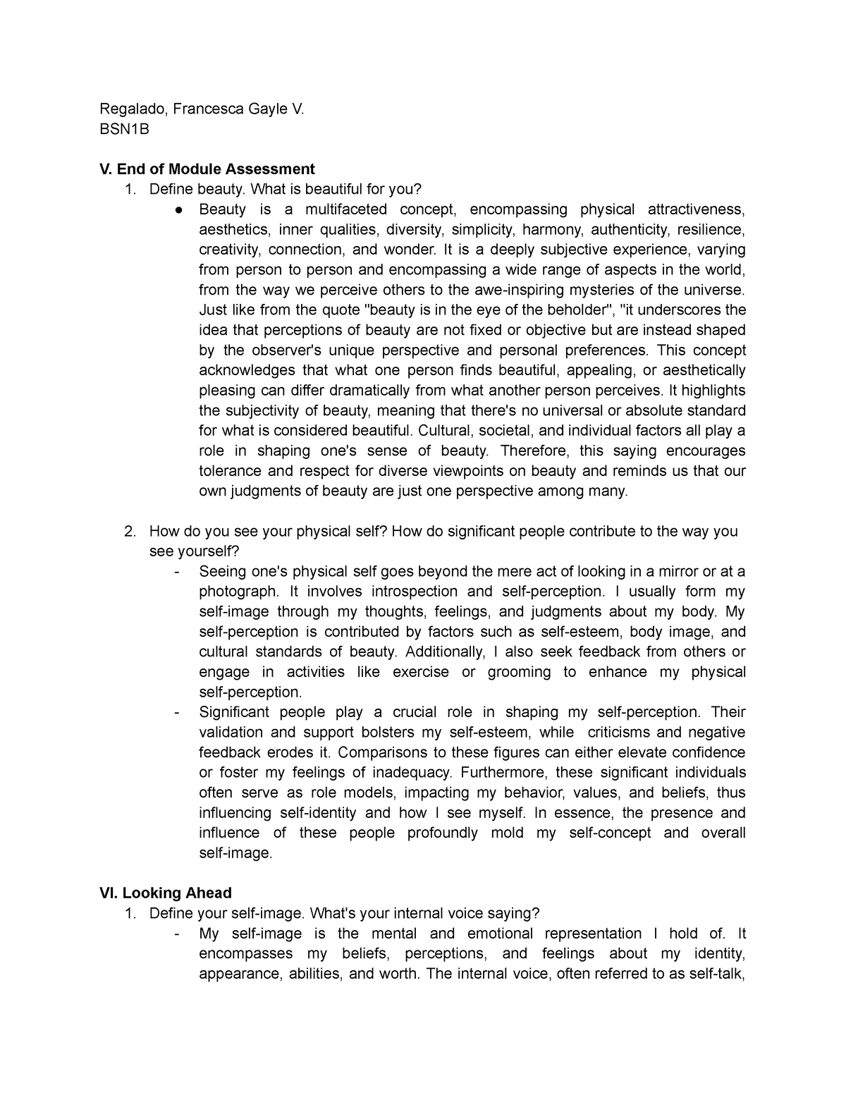 Module 6 Different Aspects of Self and Identity - Regalado, Francesca ...