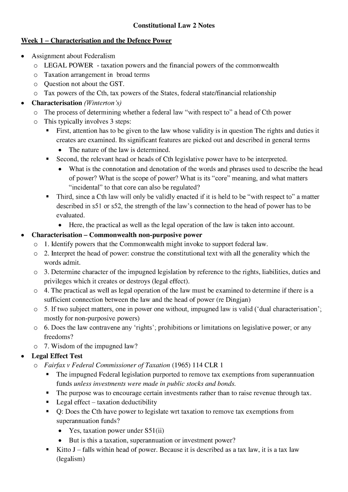 Constitutional Law 2 Notes - Constitutional Law 2 Notes Week 1 ...