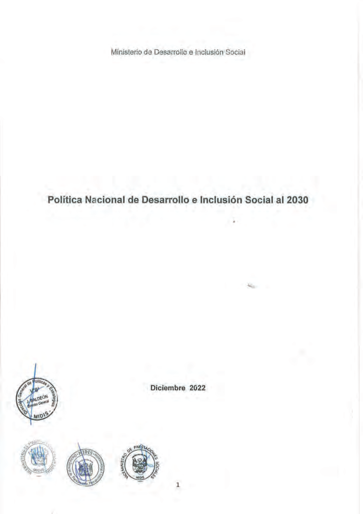 Política Nacional de Desarrollo e Inclusión Social Pndis al 2030 parte ...