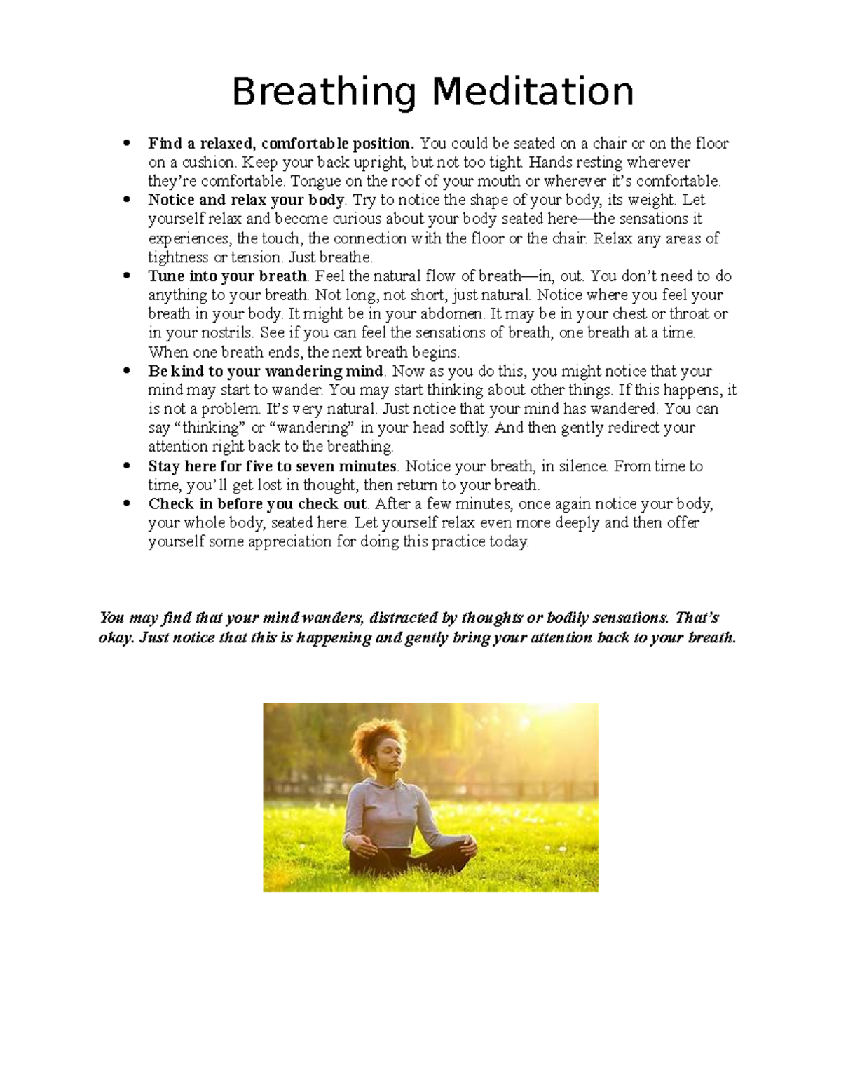 Breath Meditation - Breathing Meditation Find a relaxed, comfortable ...