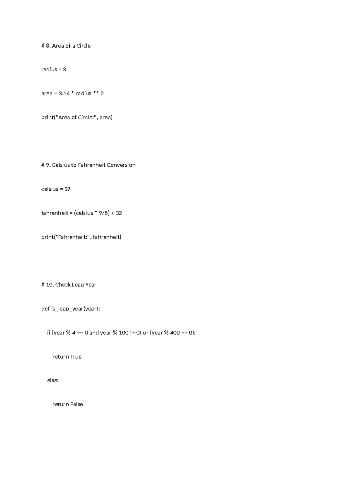 Python Programming - sample program - EXS3EPP - 8. Area of a Circle ...