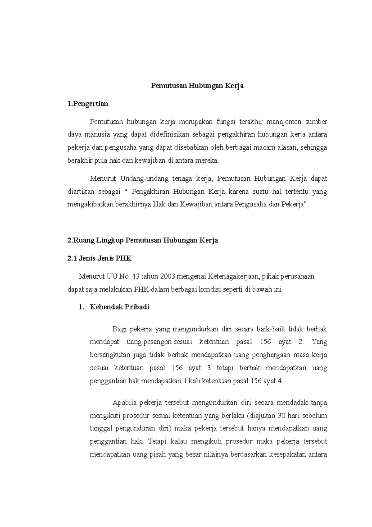 Pemutusan Hubungan Kerja - Pemutusan Hubungan Kerja 1 Pemutusan ...