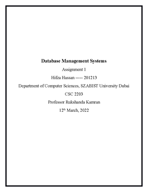 Hifza Hassan 2012 13 Database Management Systems Final Exam - Database ...