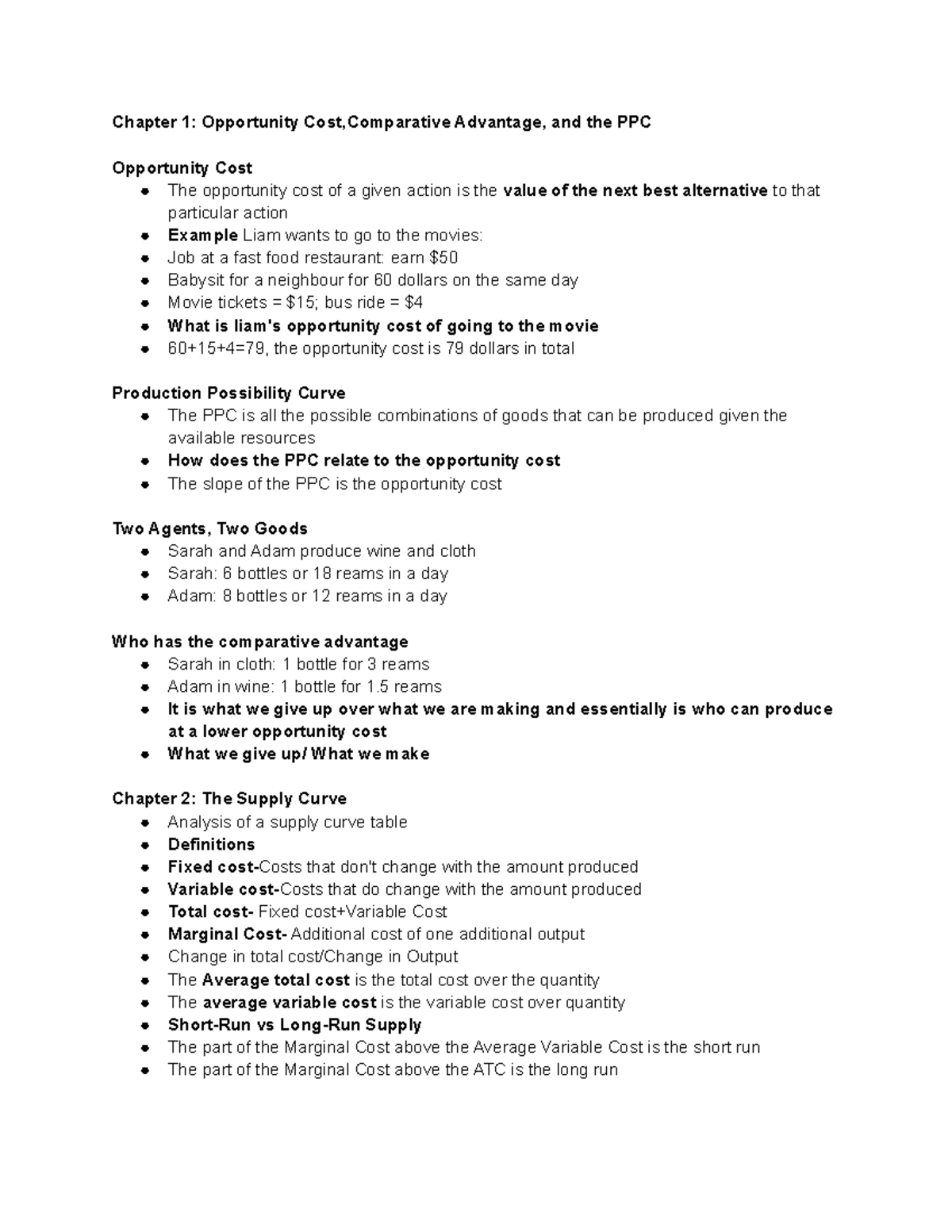 Week 3 Summary: Chapter 1: Opportunity Cost,Comparative Advantage, And ...