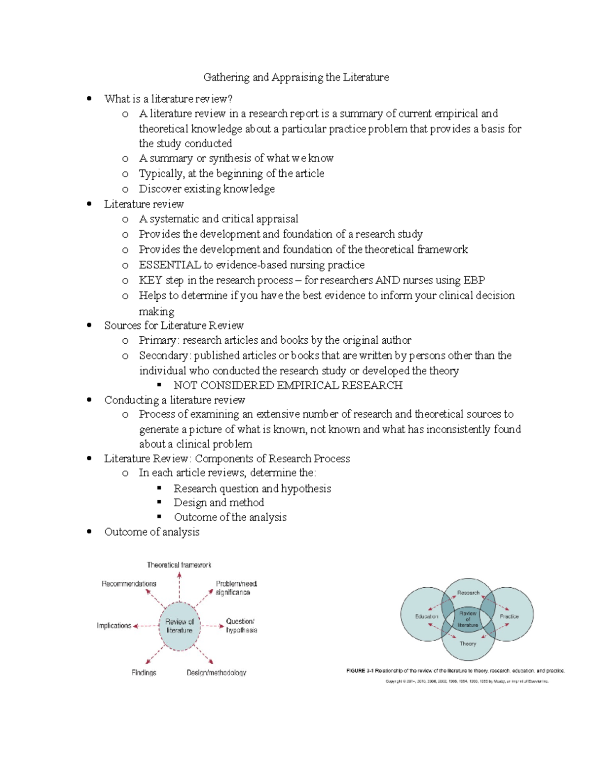 Literature Review Lecture notes 3 Gathering and Appraising the