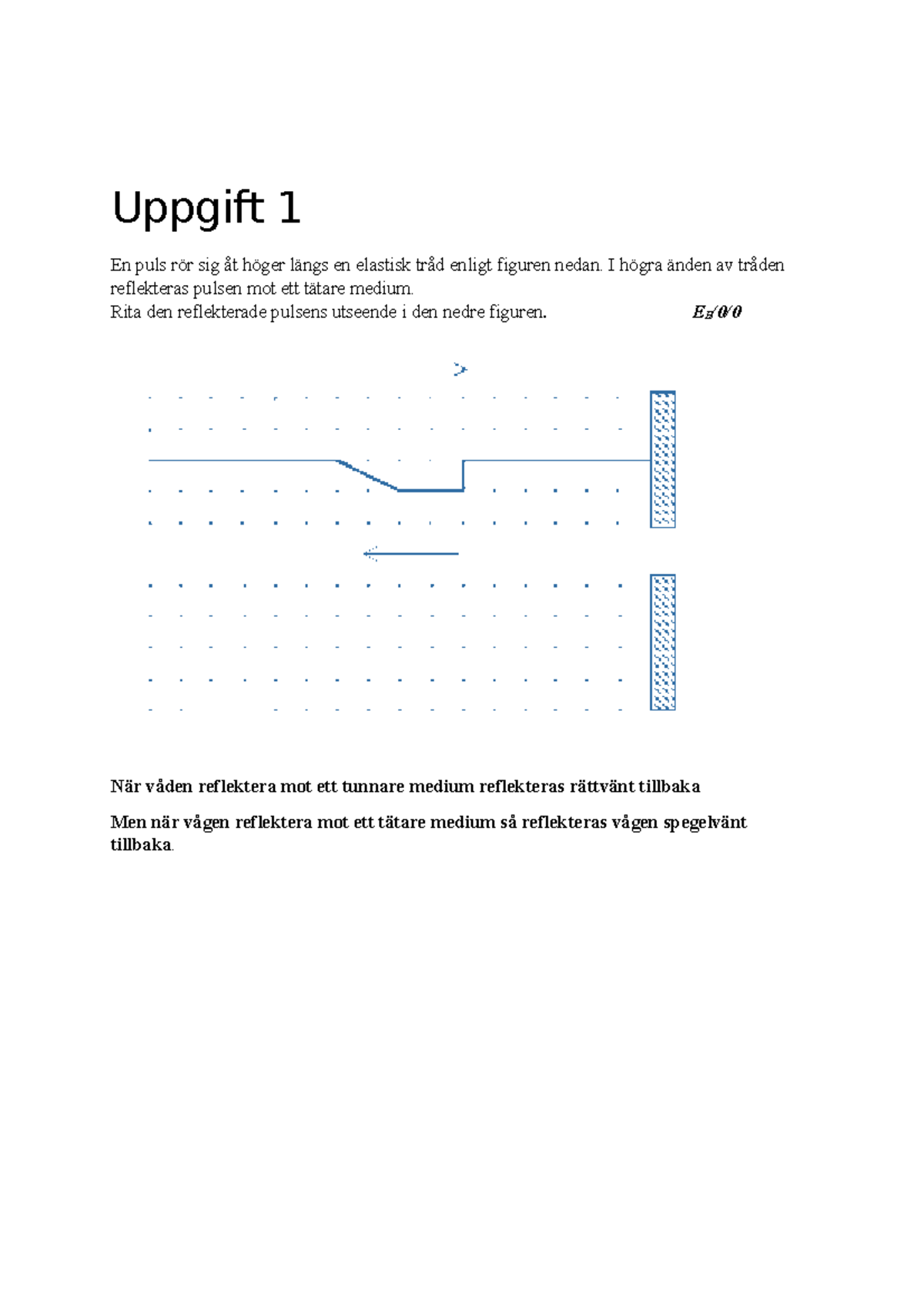 Fysik 2 Vers 20 Uppdrag 3 - Uppgift 1 En Puls Rör Sig åt Höger Längs En ...