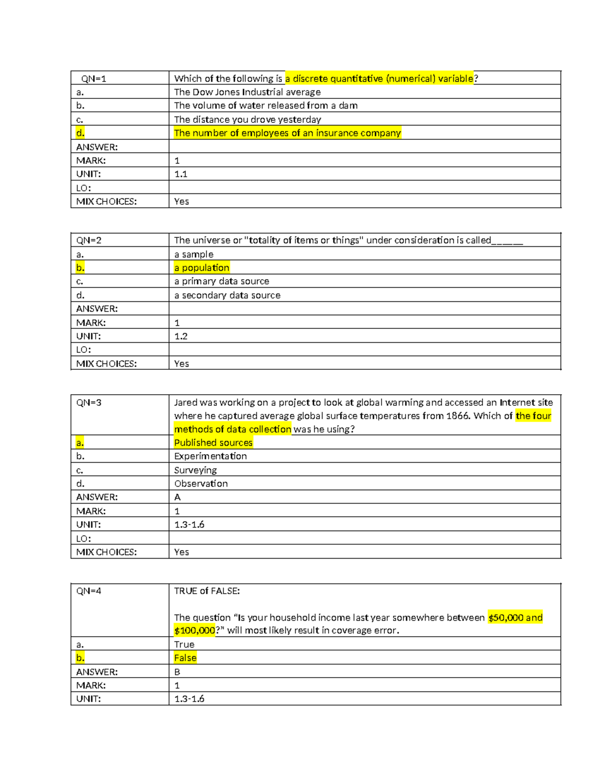 MAS202-Sample-Exam - QN=1 Which Of The Following Is A Discrete ...